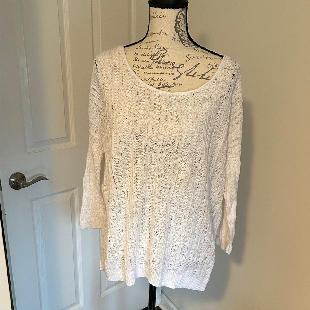 Old Navy White Scoop Neck Lightweight Knit Sweater